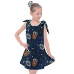 Monster-alien-pattern-seamless-background Kids  Tie Up Tunic Dress