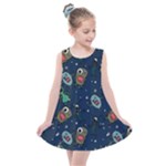 Monster-alien-pattern-seamless-background Kids  Summer Dress