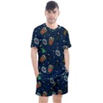 Monster-alien-pattern-seamless-background Men s Mesh Tee and Shorts Set