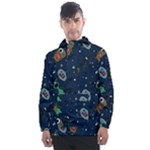 Monster-alien-pattern-seamless-background Men s Front Pocket Pullover Windbreaker