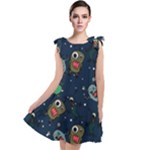 Monster-alien-pattern-seamless-background Tie Up Tunic Dress