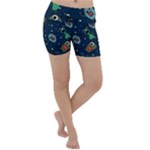 Monster-alien-pattern-seamless-background Lightweight Velour Yoga Shorts