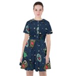 Monster-alien-pattern-seamless-background Sailor Dress