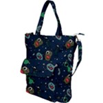 Monster-alien-pattern-seamless-background Shoulder Tote Bag