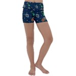 Monster-alien-pattern-seamless-background Kids  Lightweight Velour Yoga Shorts