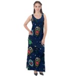 Monster-alien-pattern-seamless-background Sleeveless Velour Maxi Dress