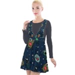 Monster-alien-pattern-seamless-background Plunge Pinafore Velour Dress