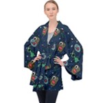 Monster-alien-pattern-seamless-background Long Sleeve Velvet Kimono 