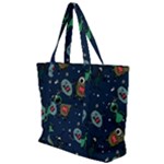 Monster-alien-pattern-seamless-background Zip Up Canvas Bag