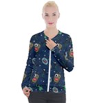 Monster-alien-pattern-seamless-background Casual Zip Up Jacket