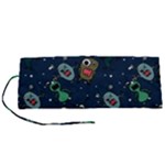 Monster-alien-pattern-seamless-background Roll Up Canvas Pencil Holder (S)