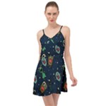 Monster-alien-pattern-seamless-background Summer Time Chiffon Dress