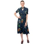 Monster-alien-pattern-seamless-background Keyhole Neckline Chiffon Dress