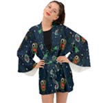 Monster-alien-pattern-seamless-background Long Sleeve Kimono