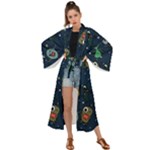 Monster-alien-pattern-seamless-background Maxi Kimono