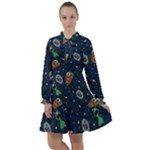 Monster-alien-pattern-seamless-background All Frills Chiffon Dress