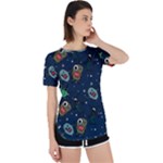 Monster-alien-pattern-seamless-background Perpetual Short Sleeve T-Shirt