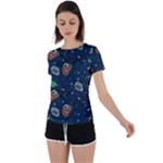 Monster-alien-pattern-seamless-background Back Circle Cutout Sports Tee