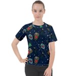 Monster-alien-pattern-seamless-background Women s Sport Raglan Tee