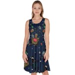 Monster-alien-pattern-seamless-background Knee Length Skater Dress With Pockets