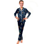 Monster-alien-pattern-seamless-background Kids  Satin Long Sleeve Pajamas Set