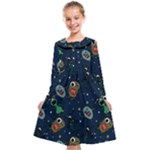 Monster-alien-pattern-seamless-background Kids  Midi Sailor Dress