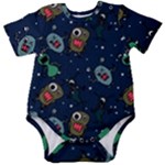 Monster-alien-pattern-seamless-background Baby Short Sleeve Bodysuit