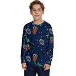 Monster-alien-pattern-seamless-background Kids  Long Sleeve Jersey