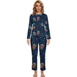 Monster-alien-pattern-seamless-background Womens  Long Sleeve Lightweight Pajamas Set