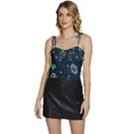 Monster-alien-pattern-seamless-background Flowy Camisole Tie Up Top