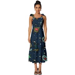 Tie-Strap Tiered Midi Chiffon Dress 