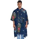 Monster-alien-pattern-seamless-background Men s Hooded Rain Ponchos