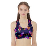 Space-patterns Sports Bra with Border