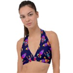 Space-patterns Halter Plunge Bikini Top