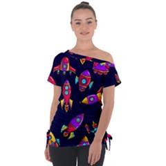 Off Shoulder Tie-Up T-Shirt 