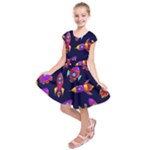 Space-patterns Kids  Short Sleeve Dress