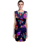 Space-patterns Sleeveless Velvet Midi Dress