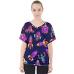 Space-patterns V-Neck Dolman Drape Top