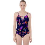 Space-patterns Cut Out Top Tankini Set