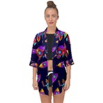 Space-patterns Open Front Chiffon Kimono