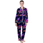 Space-patterns Women s Long Sleeve Satin Pajamas Set	