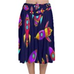 Space-patterns Velvet Flared Midi Skirt