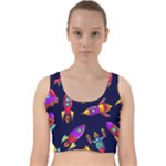 Space-patterns Velvet Racer Back Crop Top