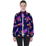 Space-patterns Women s High Neck Windbreaker