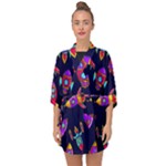 Space-patterns Half Sleeve Chiffon Kimono