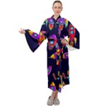 Space-patterns Maxi Velvet Kimono