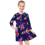 Space-patterns Kids  Quarter Sleeve Shirt Dress