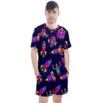 Space-patterns Men s Mesh Tee and Shorts Set