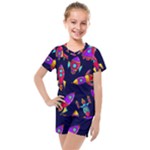 Space-patterns Kids  Mesh Tee and Shorts Set