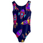 Space-patterns Kids  Cut-Out Back One Piece Swimsuit